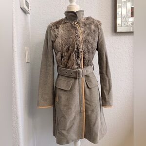 Genuine Rabbit & Wool Trench Coat